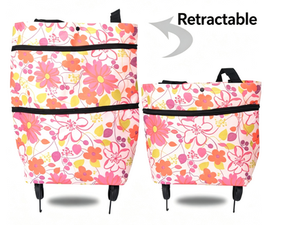 2-in-1 Foldable Rolling Shopping Tote