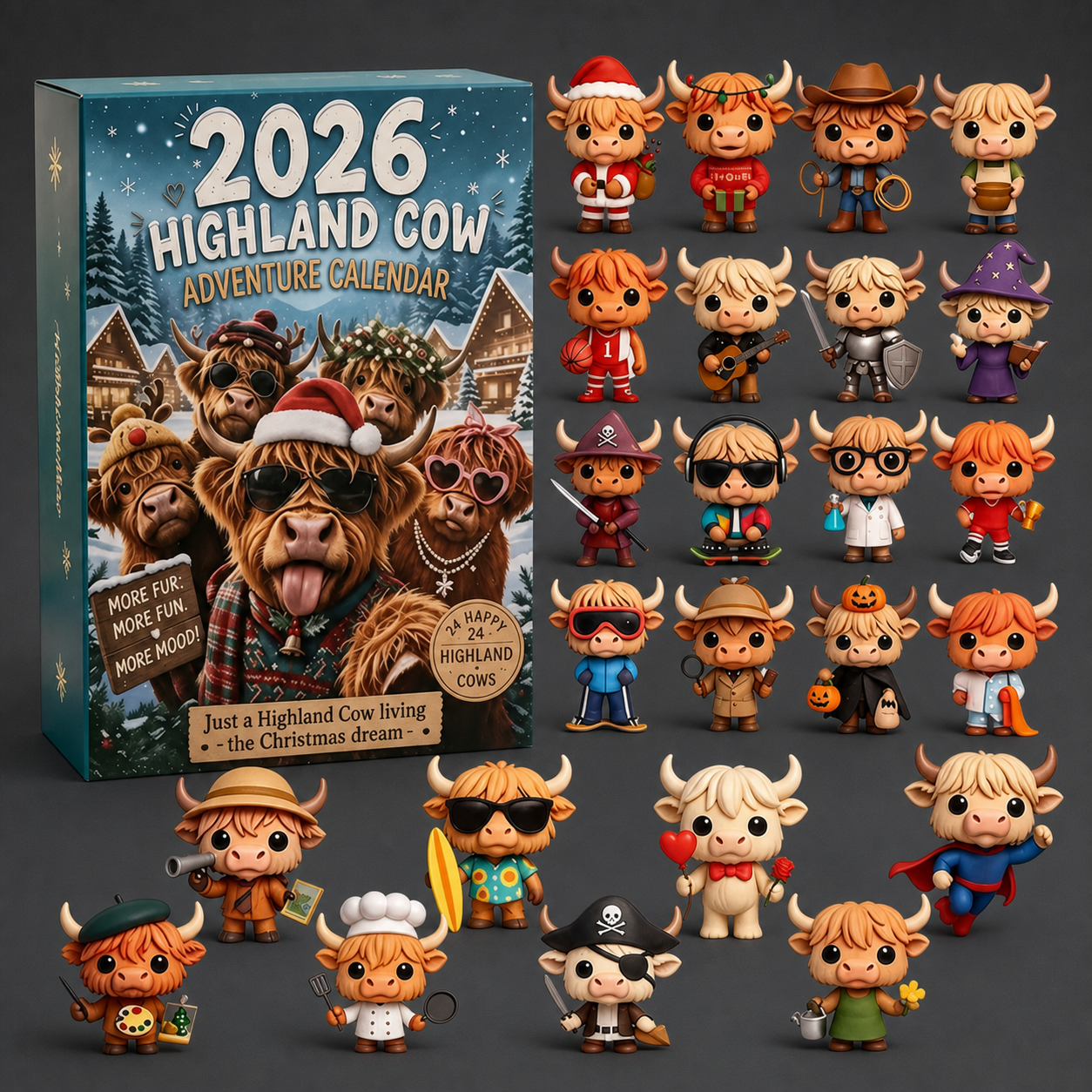 2026 Winter Season Highland Cow Advent Calendar