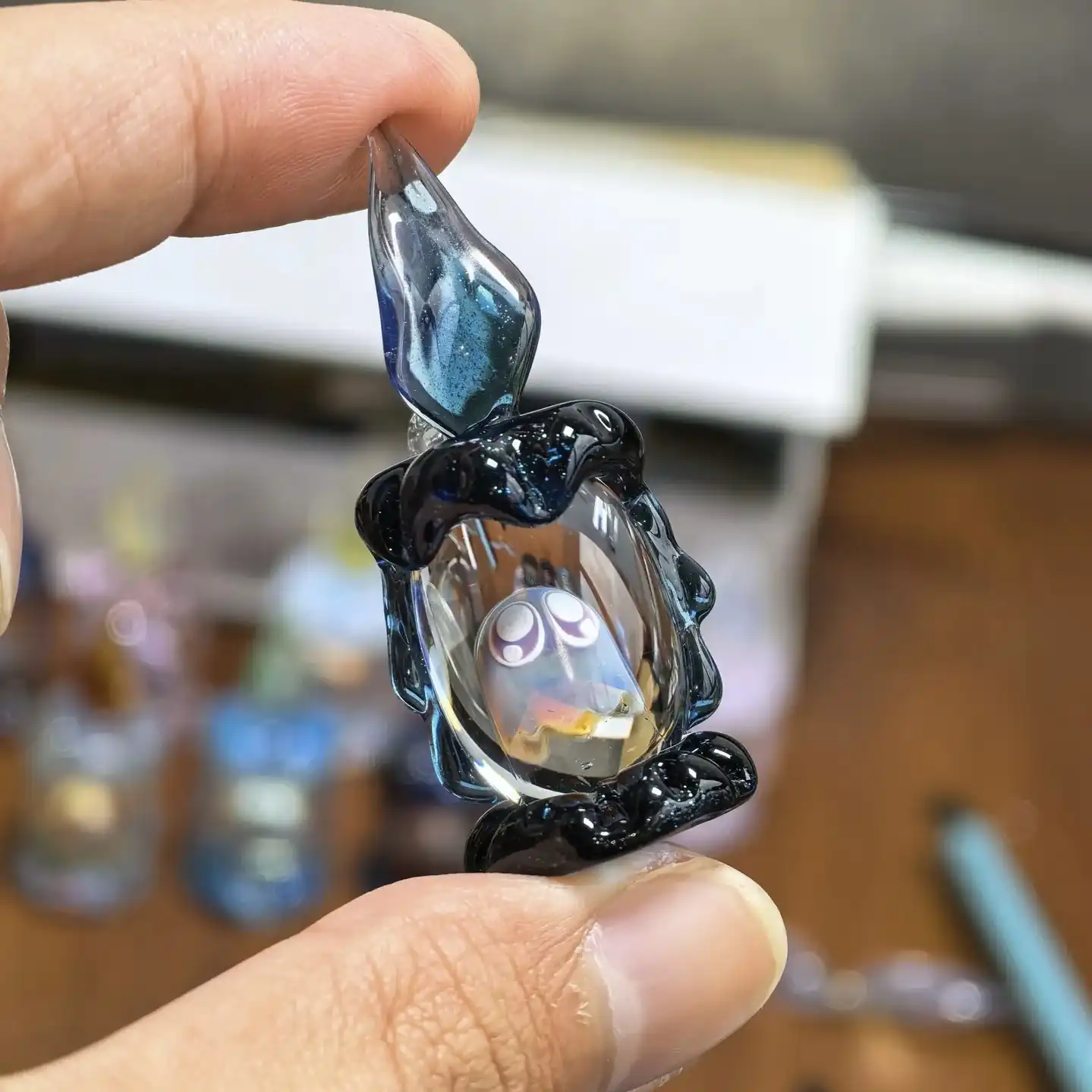 Ghost in a Candle Glass Figurine 👻🕯️ – Handmade Halloween Decor