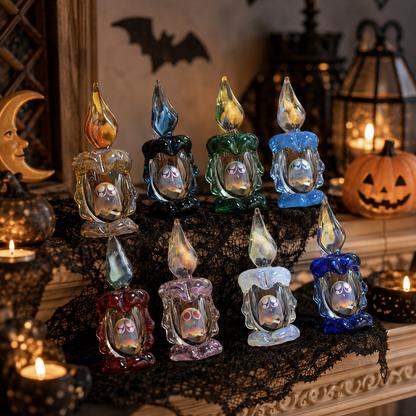 Ghost in a Candle Glass Figurine 👻🕯️ – Handmade Halloween Decor