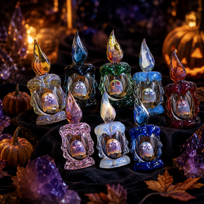 Ghost in a Candle Glass Figurine 👻🕯️ – Handmade Halloween Decor