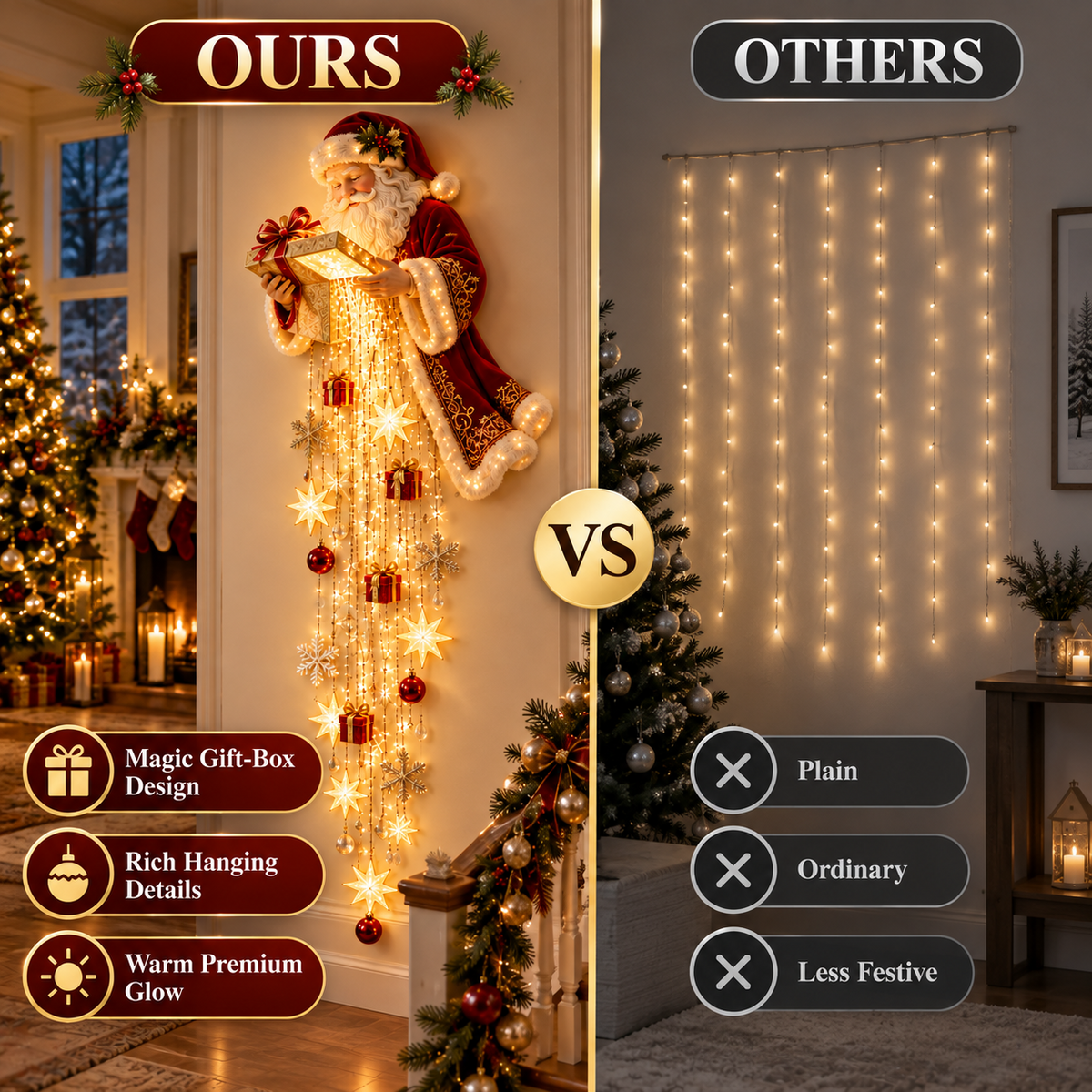🔥Last Day 50% OFF- 🎅 Santa’s Magical Gift Starfall Cascade™ | Lighted Christmas Wall Decor
