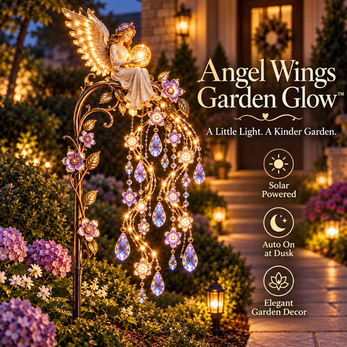 🪽 Angel Wings Crystal Cascade™ Solar Garden Light