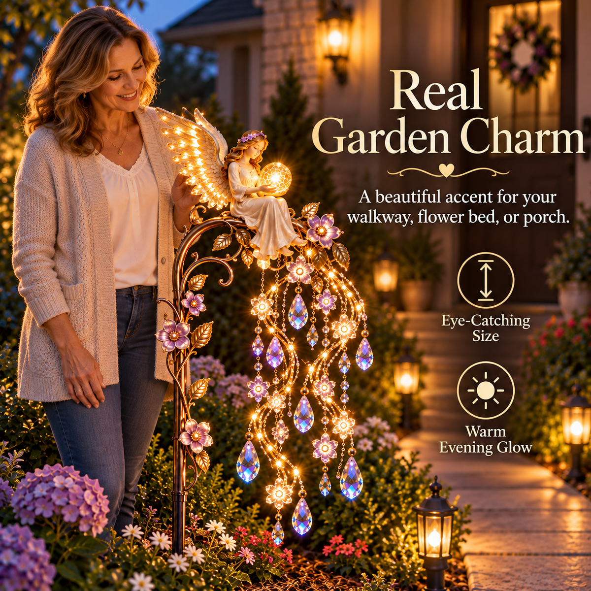 🪽 Angel Wings Crystal Cascade™ Solar Garden Light