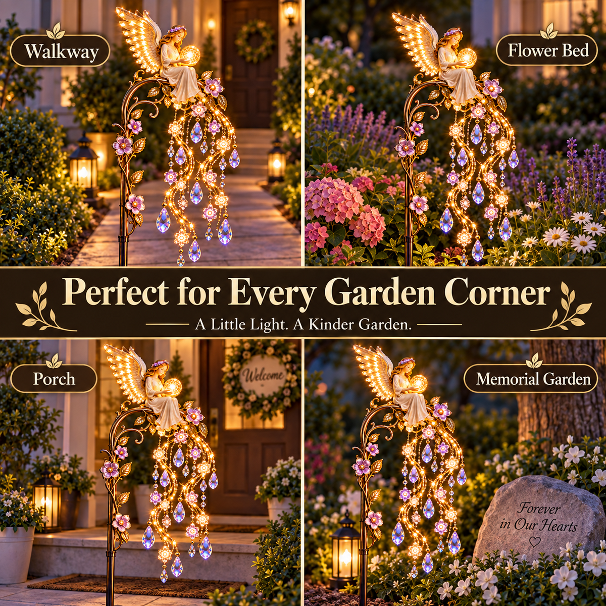 🪽 Angel Wings Crystal Cascade™ Solar Garden Light