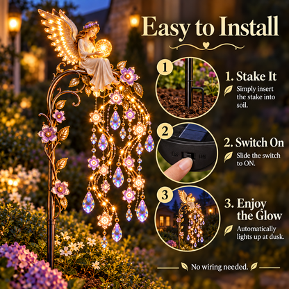 🪽 Angel Wings Crystal Cascade™ Solar Garden Light