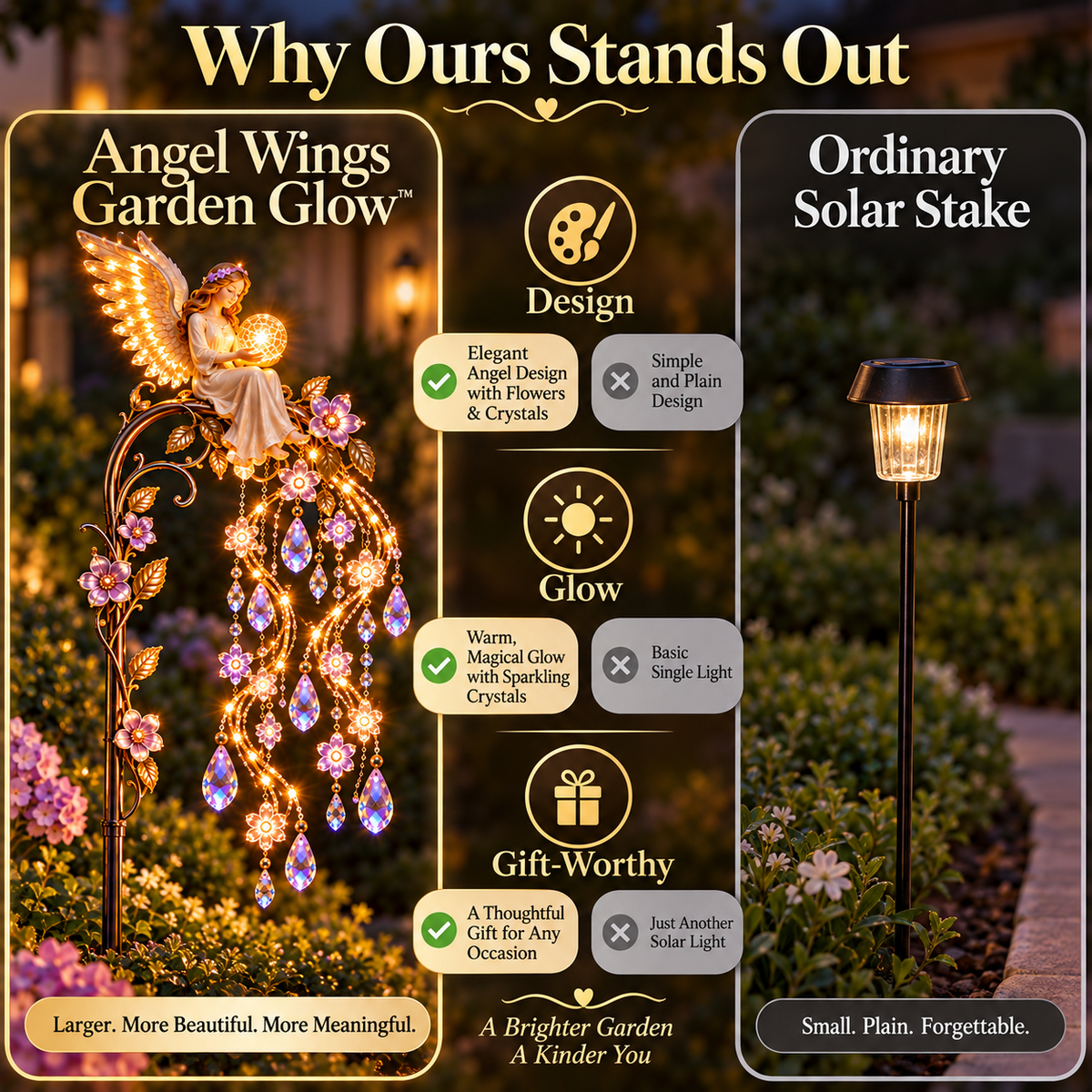 🪽 Angel Wings Crystal Cascade™ Solar Garden Light