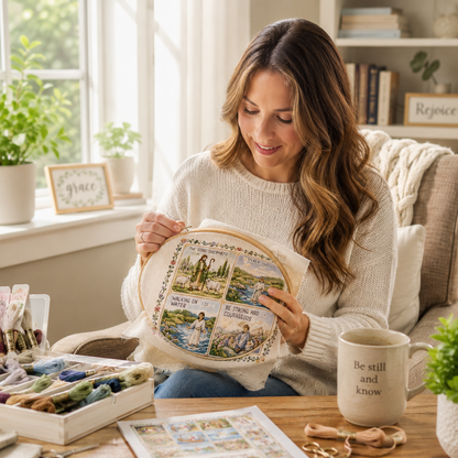 ✝️ Jesus Story Cross Stitch Kit – Biblical Moments DIY Embroidery Collection 🧵✨