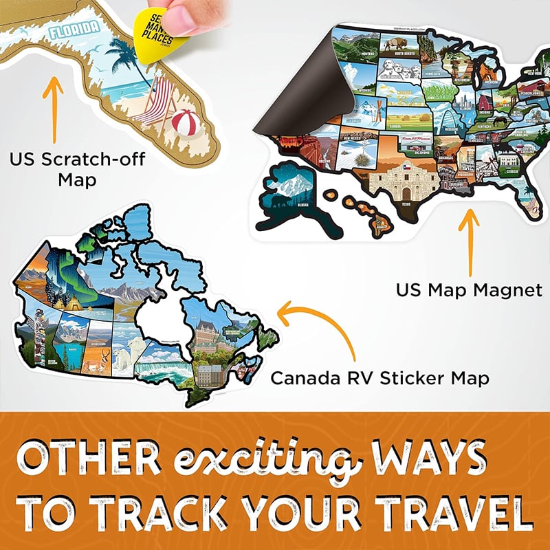 🚐🗺️50-State RV Adventure Sticker Map – USA Road Trip Travel Tracker