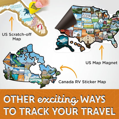 🚐🗺️50-State RV Adventure Sticker Map – USA Road Trip Travel Tracker