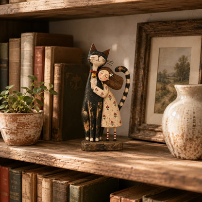 Girl & Her Best Friend Folk Art Figurine