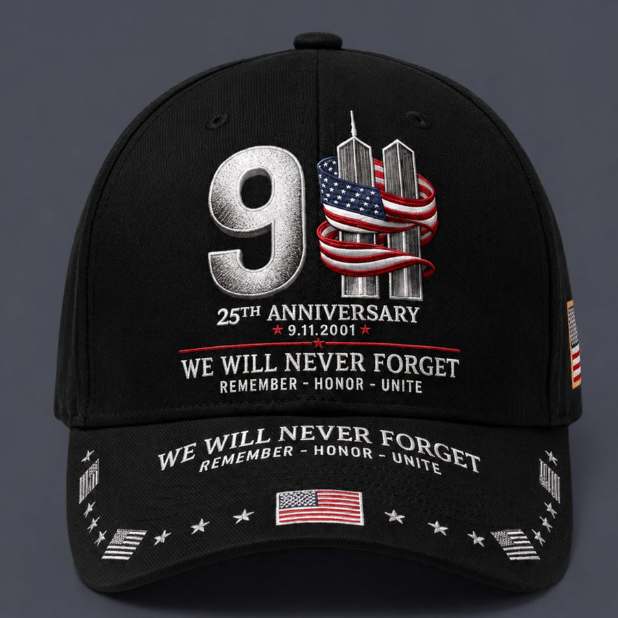 Black 9/11 25th anniversary memorial cap