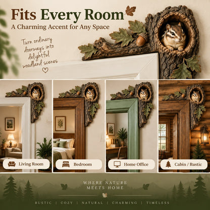⏰LAST DAY 50% OFF -🌿 Woodland Peekaboo Door Topper – 3D Tree Hollow Animal Doorframe Decor