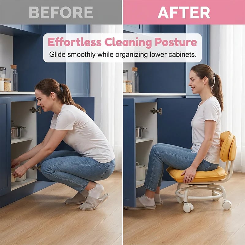 📢📢60% OFF !! ⏰Rolling Low Stool with Backrest⚙️🪑