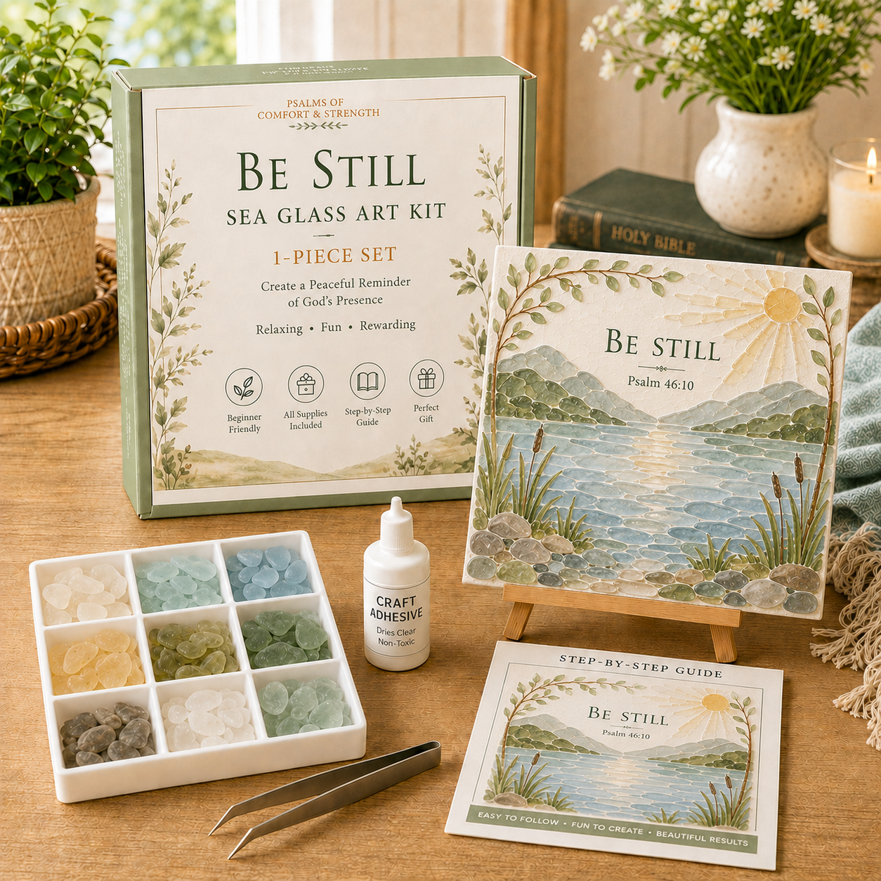 Be Still Scripture sea glass-style art kit