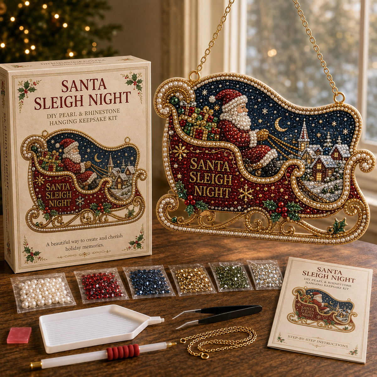 🎄 Christmas Memories Pearl & Rhinestone Hanging Keepsake DIY Kit