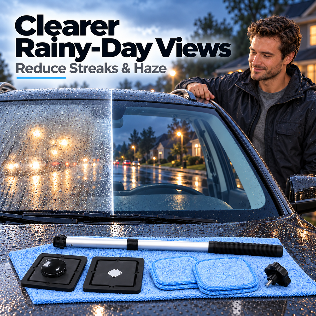 Dual Magnetic Car Windshield Cleaner | Streak-Free Auto Glass Cleaning Kit😍