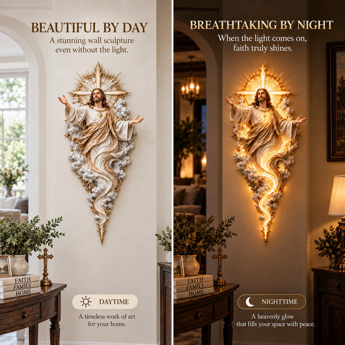 🔥Last Day 49% OFF -  ✝️ Light of the World Jesus Wall Sculpture – A Radiant Symbol of Faith for the Home