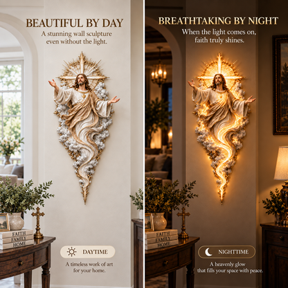 🔥Last Day 49% OFF -  ✝️ Light of the World Jesus Wall Sculpture – A Radiant Symbol of Faith for the Home