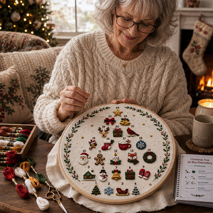 🎄🧵 Christmas Tree 24-Day Embroidery Kit – Stitch a Little Christmas Magic Every Day ✨🎁