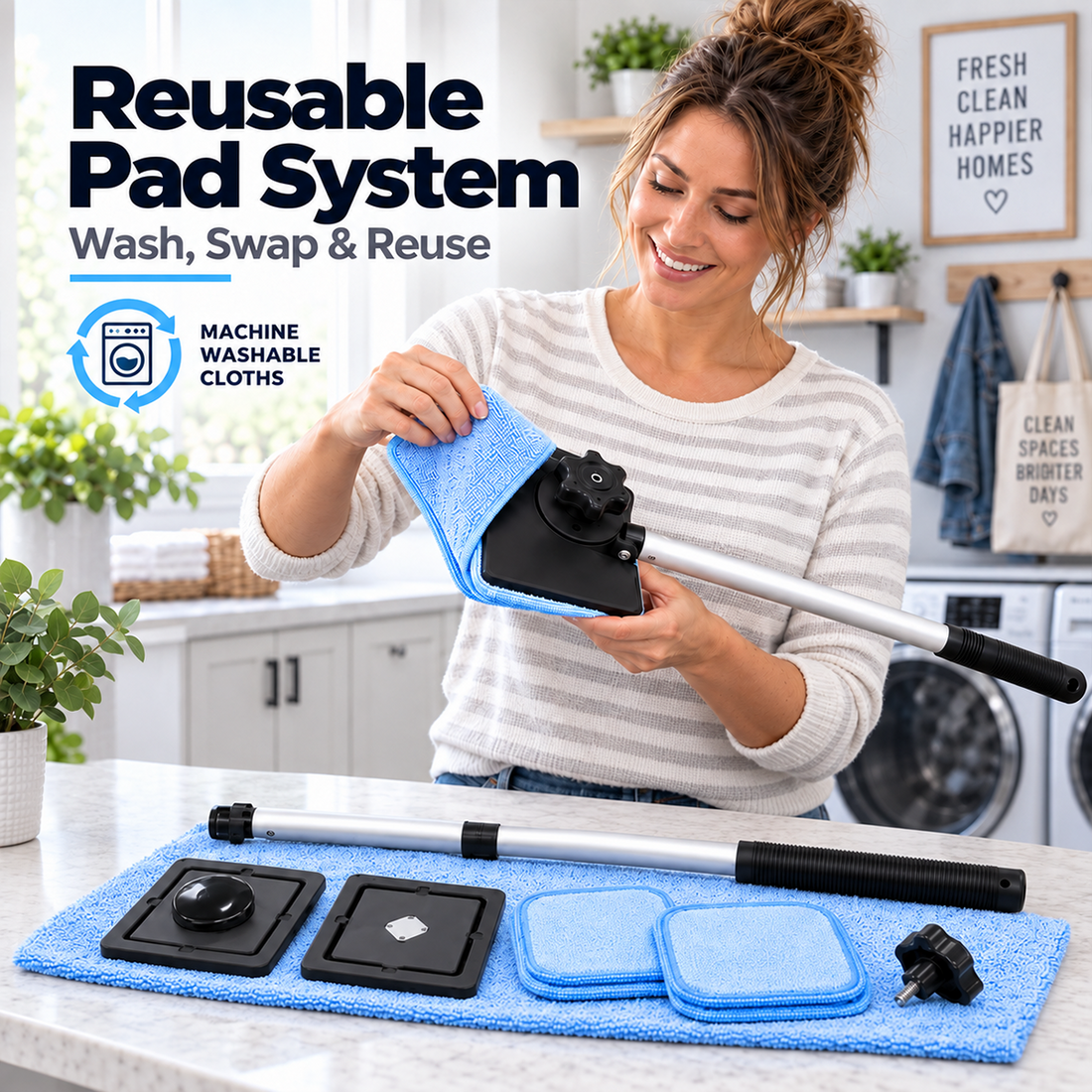 Windshield cleaner pad and cleaning head close-up