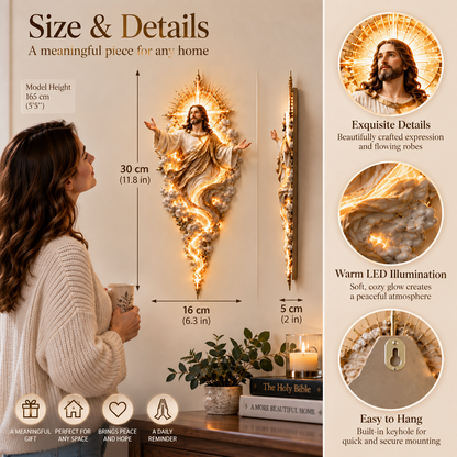 🔥Last Day 49% OFF -  ✝️ Light of the World Jesus Wall Sculpture – A Radiant Symbol of Faith for the Home