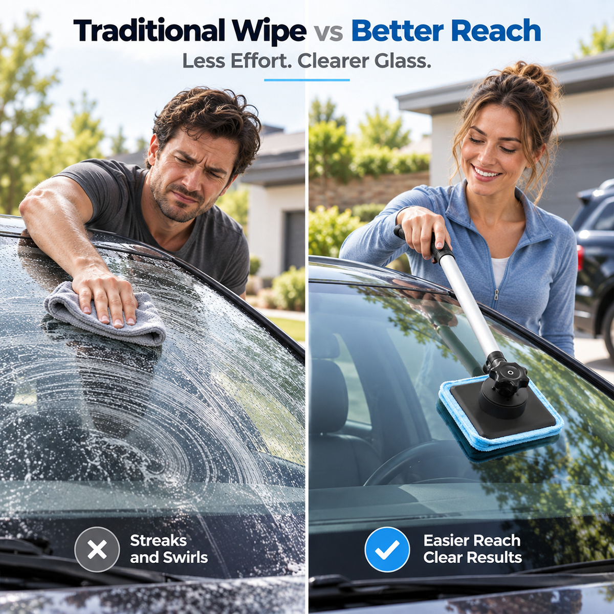 Dual Magnetic Car Windshield Cleaner | Streak-Free Auto Glass Cleaning Kit😍