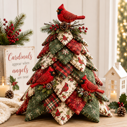DIY Quilted Bird Christmas Tree Kit 🎄 | Handmade 3D Fabric Holiday Decoration with Cardinal, Hummingbird & Woodland Bird Designs