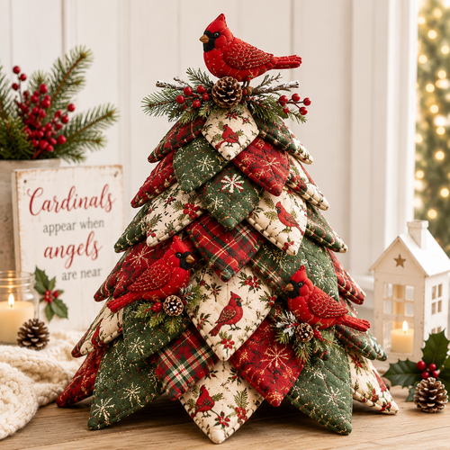 DIY Quilted Bird Christmas Tree Kit 🎄 | Handmade 3D Fabric Holiday Decoration with Cardinal, Hummingbird & Woodland Bird Designs