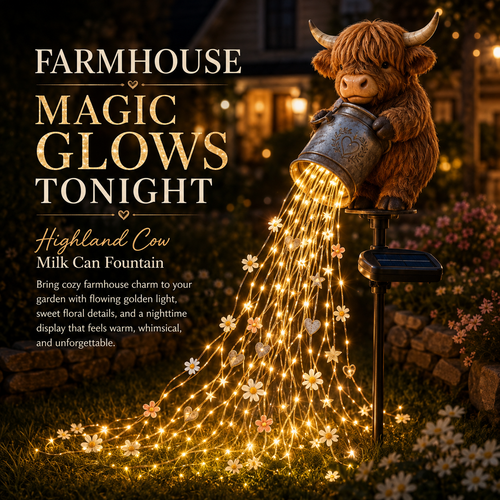 🦌 Highland Cow Magic Light Waterfall™ | Solar Farmhouse Garden Decor