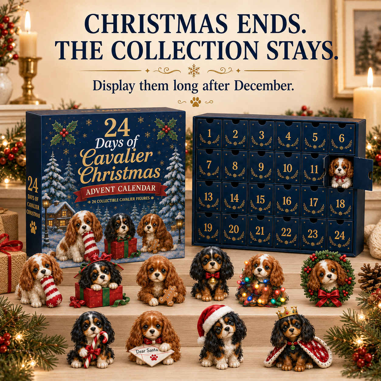 Cavalier Christmas figures displayed after the advent countdown