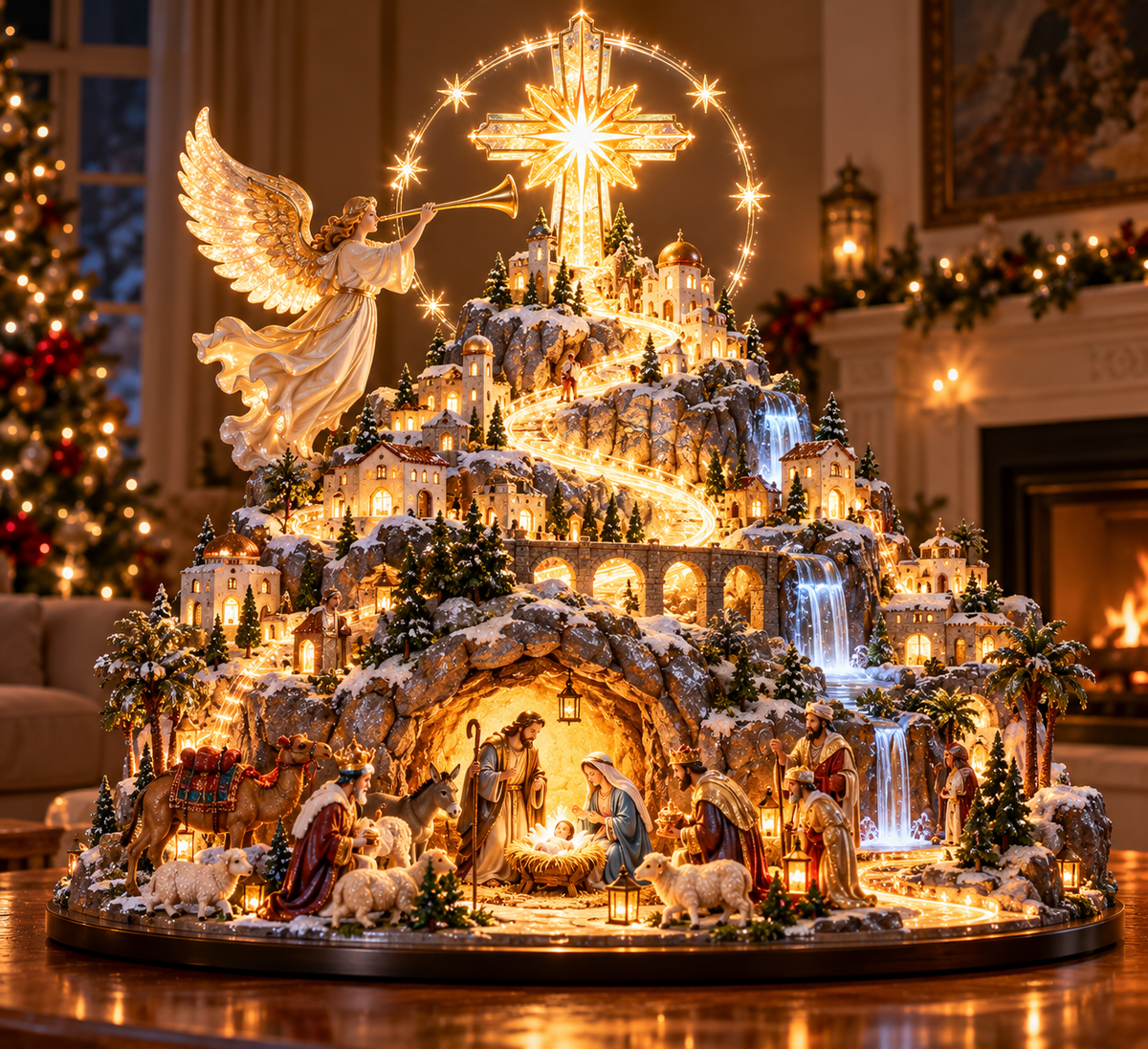 Bethlehem Mountain Glow illuminated Nativity Christmas village