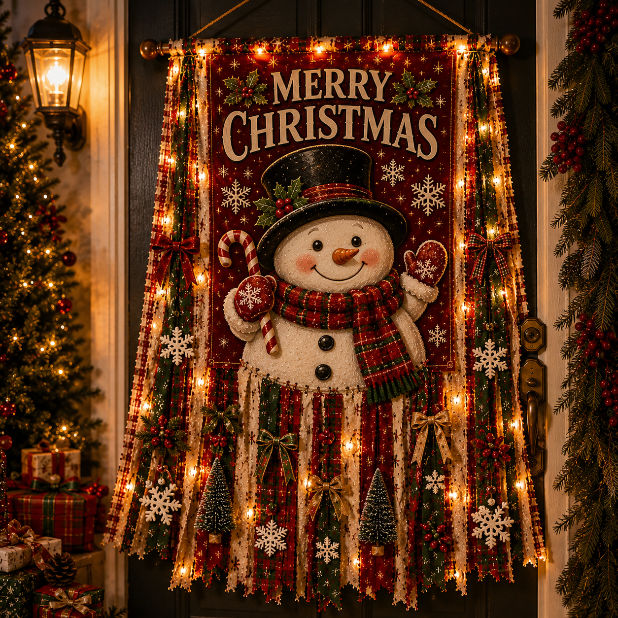 Lighted Christmas Door Hanging Decor