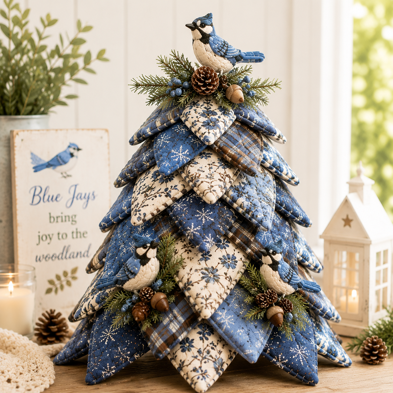 DIY Quilted Bird Christmas Tree Kit 🎄 | Handmade 3D Fabric Holiday Decoration with Cardinal, Hummingbird & Woodland Bird Designs
