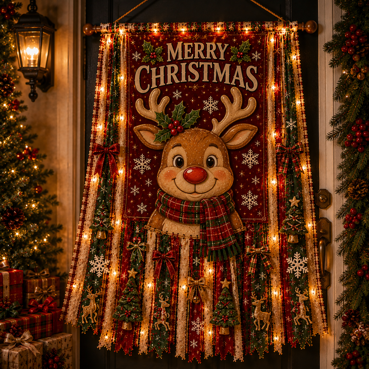 Lighted Christmas Door Hanging Decor