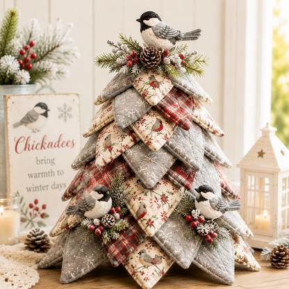 DIY Quilted Bird Christmas Tree Kit 🎄 | Handmade 3D Fabric Holiday Decoration with Cardinal, Hummingbird & Woodland Bird Designs