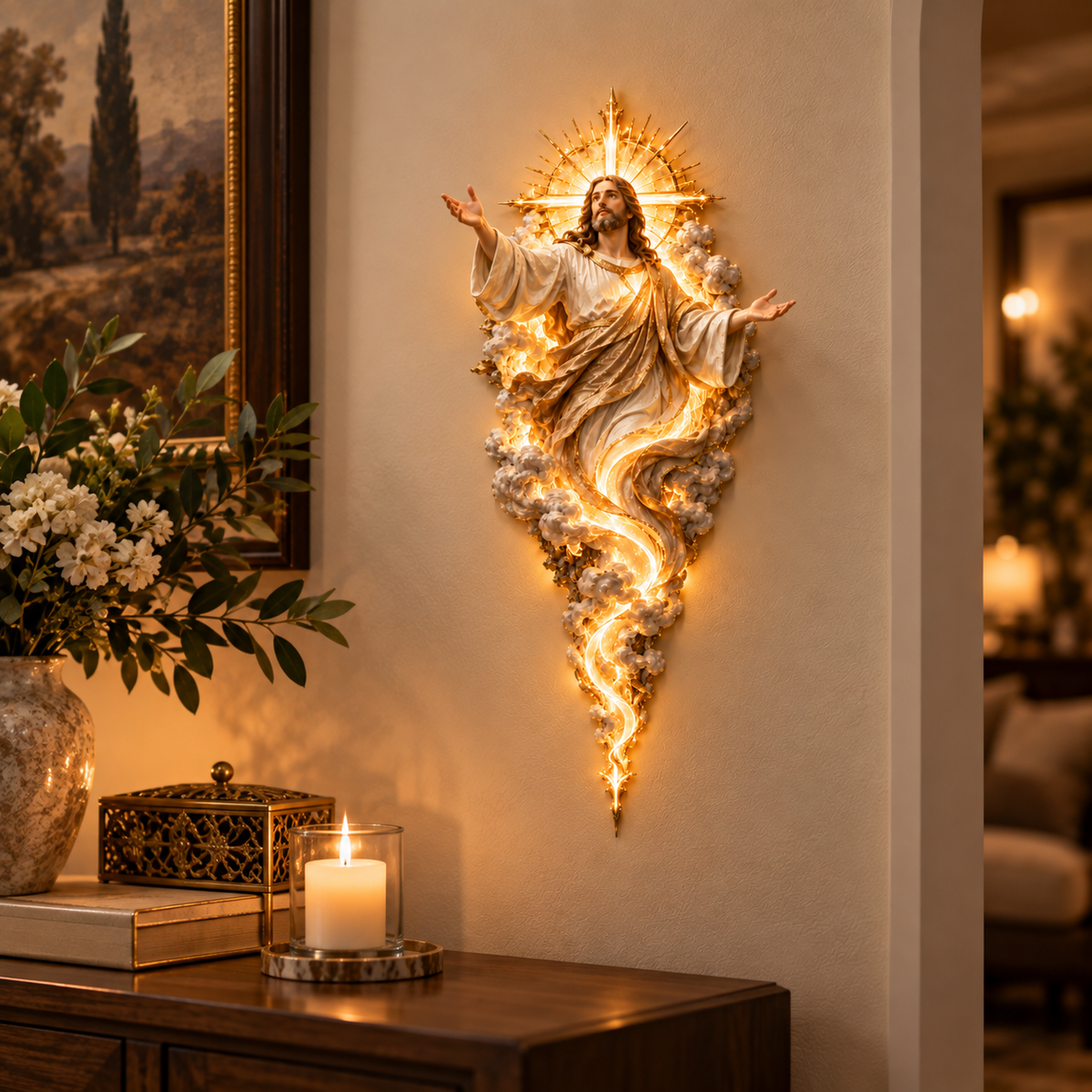 🔥Last Day 49% OFF -  ✝️ Light of the World Jesus Wall Sculpture – A Radiant Symbol of Faith for the Home