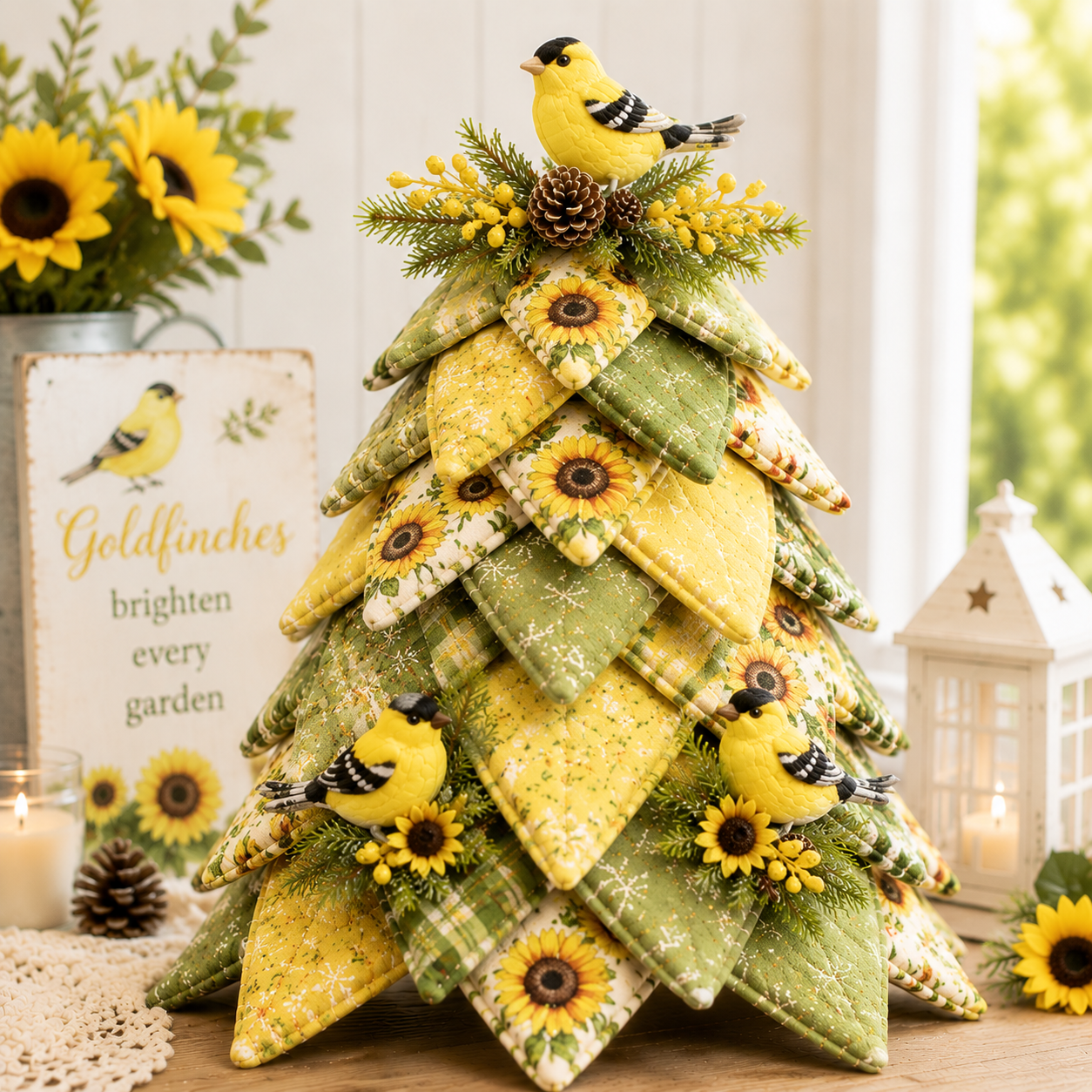 DIY Quilted Bird Christmas Tree Kit 🎄 | Handmade 3D Fabric Holiday Decoration with Cardinal, Hummingbird & Woodland Bird Designs