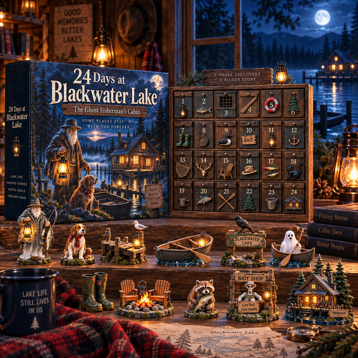 ⏰Limited Stock 50% OFF -🌙🎣 24 Days at Blackwater Lake – The Ghost Fisherman’s Cabin Collection 🏕️👻