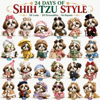 ⏰Limited Stock 50% OFF - 🎀24 Days of Shih Tzu Style Advent Calendar – 24 Unique Shih Tzu Collectibles ✨🐾