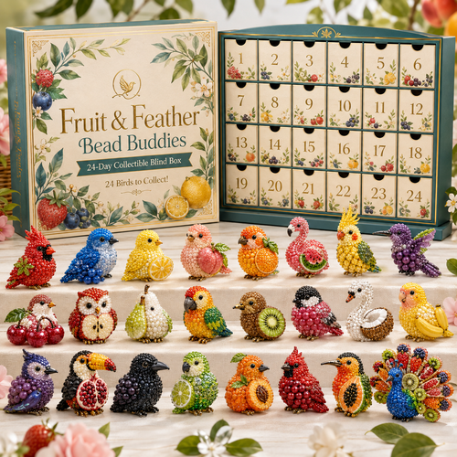 🍓 Fruit & Feather Friends — 24-Day Beaded Bird Advent Calendar