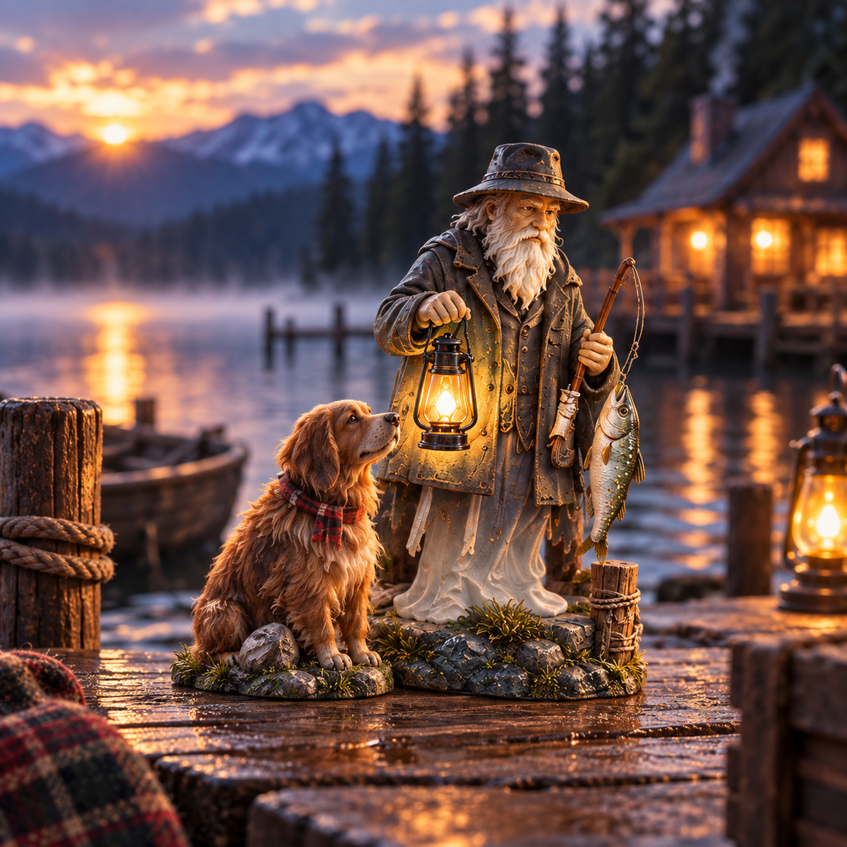 Ghost Fisherman and Waiting Dog at Blackwater Lake