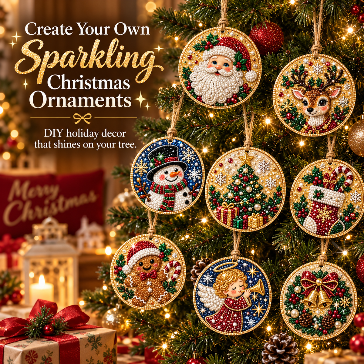 DIY Diamond Painting Christmas Ornaments Kit