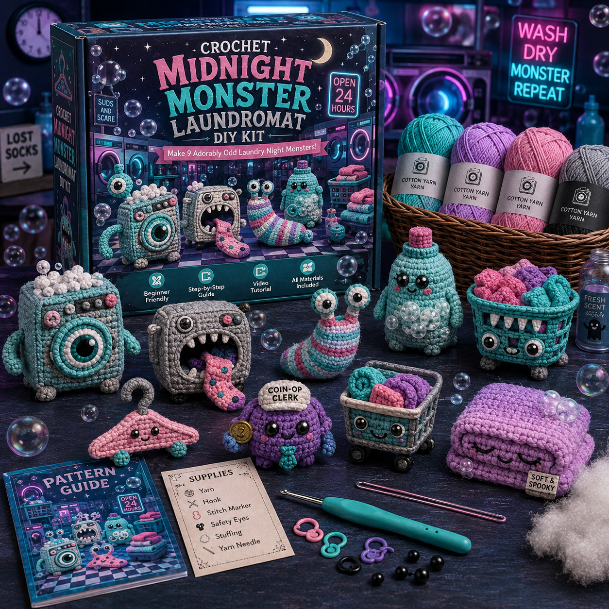 Midnight Monster Laundromat Crochet DIY Kit