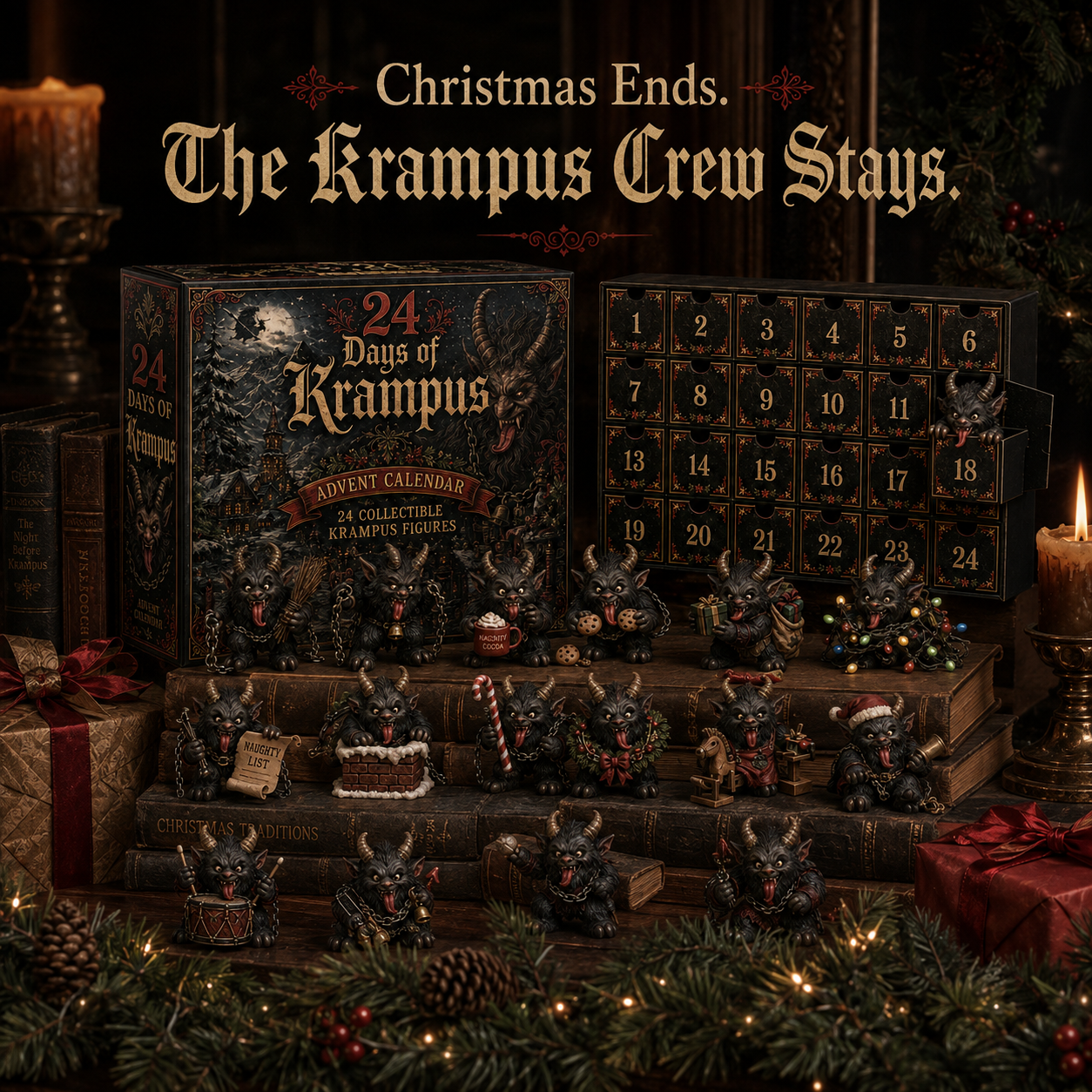 ⏰Limited Stock 50% OFF -😈🎄 2026 Krampus Advent Calendar – 24 Days of Wicked Christmas Mischief