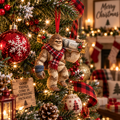 🔥Buy 3, Get 1 Free - 🎄👣 Bigfoot Cash Keeper™ – 15 Funny Christmas Cash Holder Ornaments 💵🎁