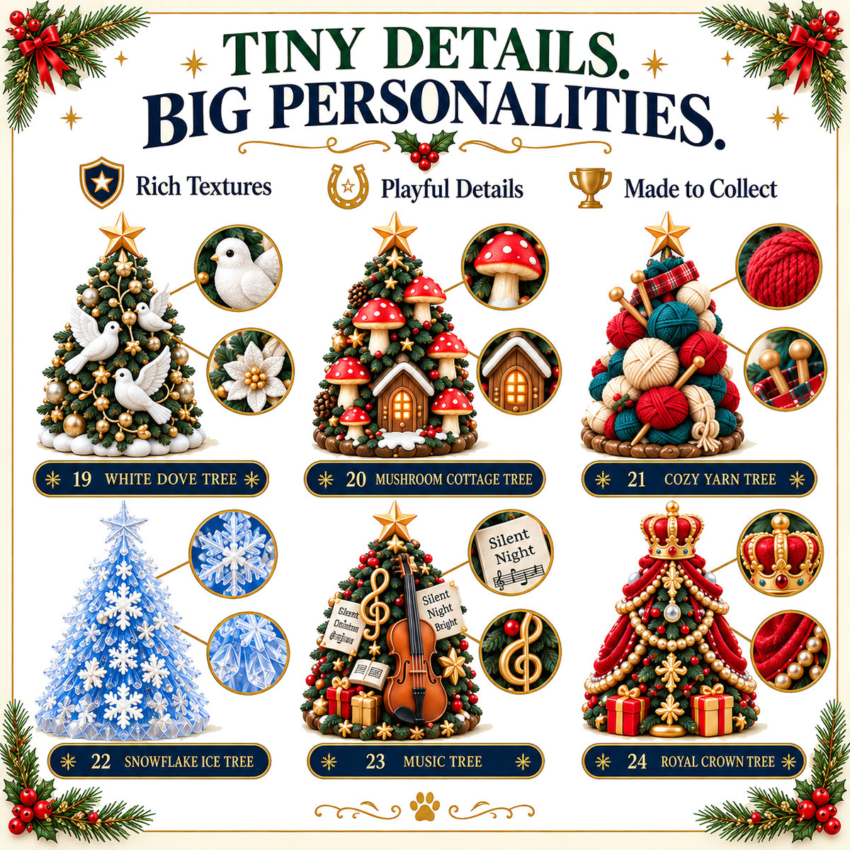 🎄 24 Days of Christmas Trees Advent Calendar – 24 Unique Mini Tree Collectibles