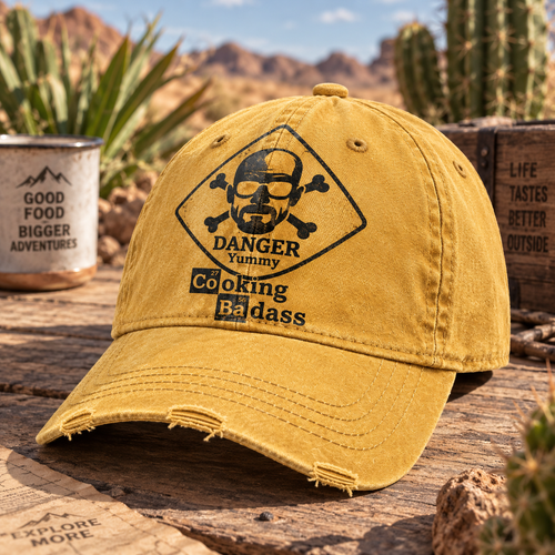 ☣️🔥 Cooking Badass Vintage Washed Cap™ – Danger Yummy Distressed Hat
