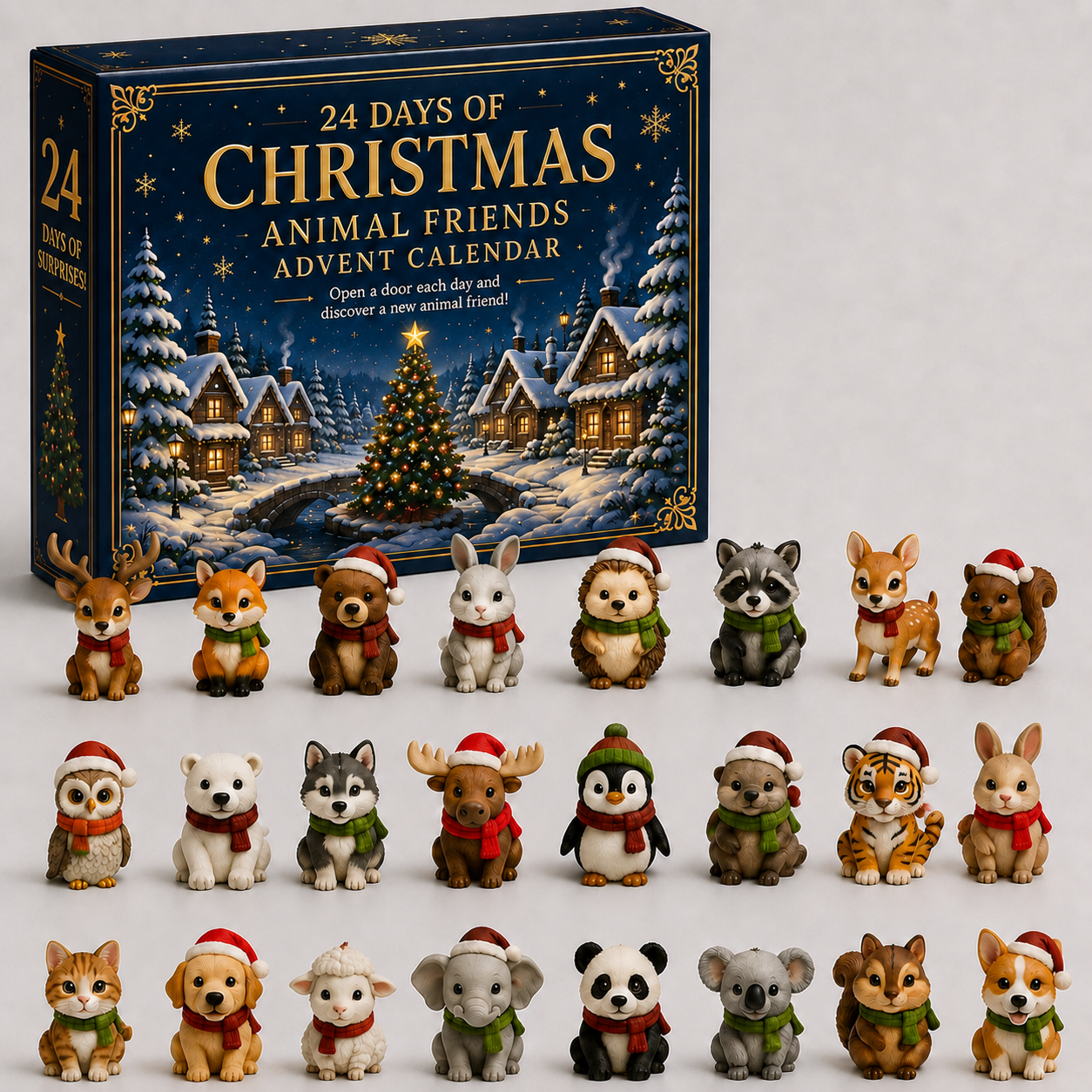 🎄 2026 Animal Friends Advent Calendar, 24 Days of Christmas Collectible Figurines