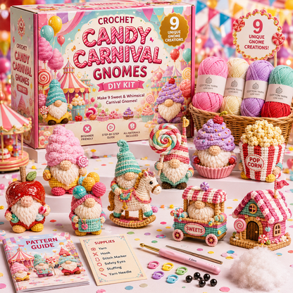 🧶 Whimsical Gnome Adventures — 9-Piece Fantasy Crochet DIY Kit